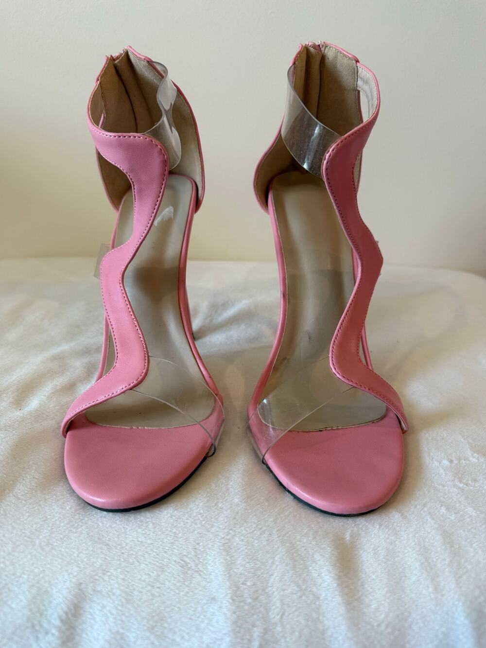 Jessica Simpson Dalechi High Slingback Heels Women's Size 9 Pink Clear Strap